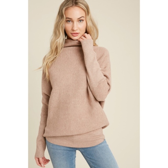 SOLD OUT Latte Slouch Neck Dolman Knit Pullover Sweater - Picture 2 of 3